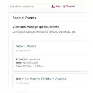 Handle one off events with unique pricing. Great for workshops, retreats, classes and so much more.