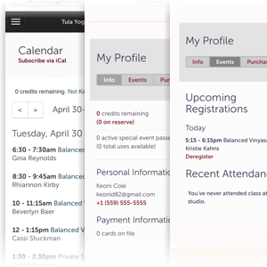 Student version of Tula that is mobile friendly so students can manage their account from any device.